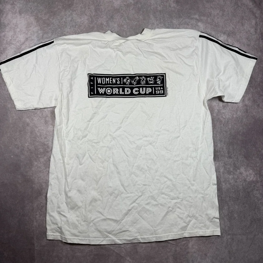 Vintage 1999 FIFA Womens World Cup USA Adidas T-Shirt White XL Made in USA